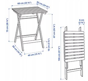 IKEA ASKHOLMEN Stôl, záhradný, skladací tmavohnedý, 60x62 cm - 6