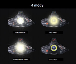 výkonná led čelovka, cob čip - 6