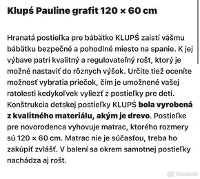 Detská postielka Klups Pauline Grafit 120x60 + matrac - 6