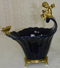 Zámecká mísa s amorkem a motýlem-porcelán + bronz - 6