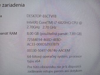 predám ntb Dell latitude e5570 /Intel core i7 /8gb ram /ssd - 6