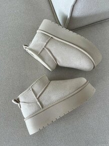 Ugg platform mini dámske čižmy béžové krémové - 6