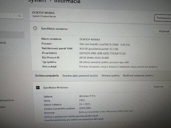 Predám kancelársku zostavu: Intel Core i5-12600 3,30 GHz - 6