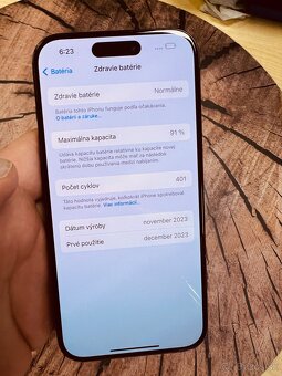 iPhone 15 pro 256 blue Titan batéria 91% záruka - 6