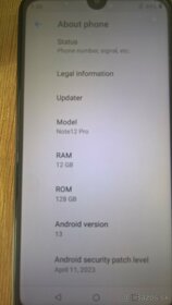 predám NOTE 12 PRO Global 12G RAM 128GB ROM - 6