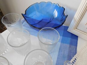 Do modra porcelán, obrusy, poháre sklo, - 6