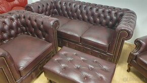 Chesterfield štýl:Nová kožená sedačka nerozťahovacia - 6