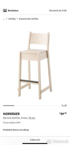 Drevená barová stolička IKEA NORRÅKER, breza, 74cm - 6