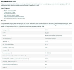 Sinustec ST-165 stredobasové reproduktory - 6