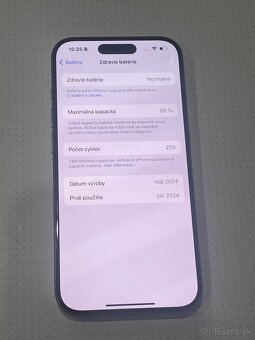 Predám iPhone 15 PRO 128GB Natural titán zachovalý telefón - 6