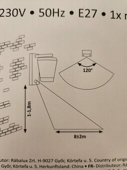 Rabalux - Vonkajšia nástenná lampa so senzorom 1xE27/40W/230 - 7