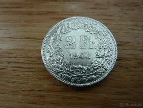 2 x strieborný 2 Frank 1939 a 1946 Švajčiarsko - 7