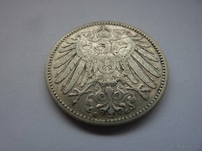 Vzácna strieborná nemecká 1 mark 1894 G - 7