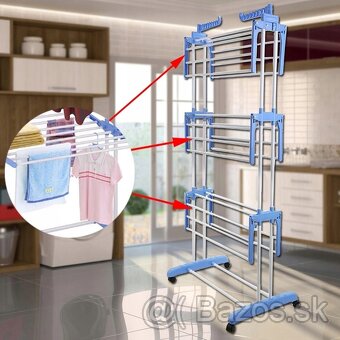Vertikálny sušiak na bielizeň, veľký, skladací, 3-poschodový - 7
