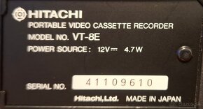 Predám vintage prenosný videorekordér VHS Hitachi VT-8E - 7