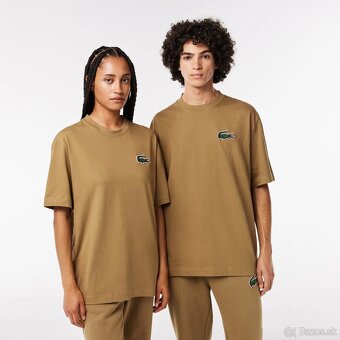 Lacoste oversized tričko - hnedé, TH0062 - 7