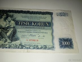 BANKOVKA 1000 KČS1934, NEPERFOROVANÁ, SÉRIE L - 7