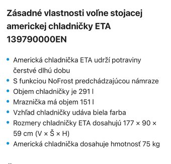 Chladnička s mraznickou ETA - 7