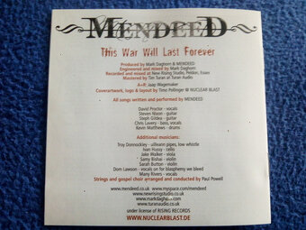 cd Mendeed – This War Will Last Forever 2006 digipack - 7