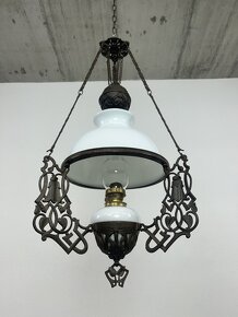 Starožitná liatinová petrolejová sťahovacia lampa - 7