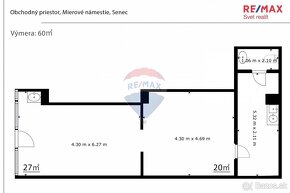 Prenájom obchodného priestoru 60 m2, Mierové nám., centrum m - 7