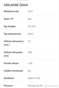 
75" smart 4k televízor LG 189cm - 7