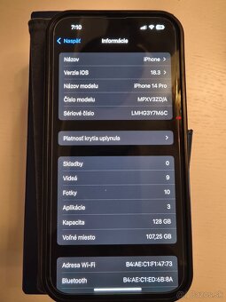 Predám IPHONE 14 pro 128gb top stav - 7