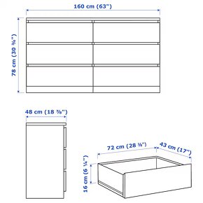 Predam  komodu MALM z Ikea - 160x78 cm x 48cm hlbka - 7