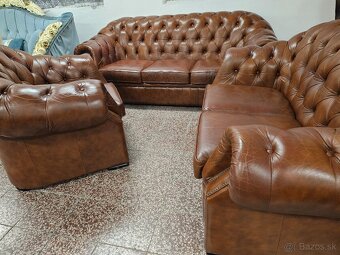 CHESTERFIELD ŠTÝL,HRUBOKOŽENÁ SEDAČKA,NEROZŤAHOVACIA - 7