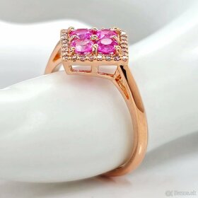 Zafírový Fancy Pink prsteň z ružového zlata a diamantami - 7