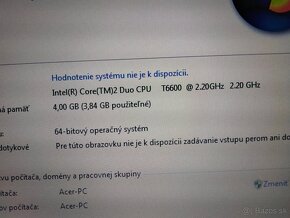 predám ntb Acer extensa 5635 / 4gb ram / 120gb ssd - 7