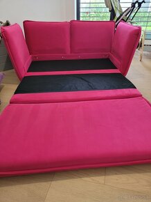 Robustný ružový detský gauč, rozkladacia pohovka - 7