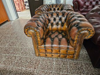 Chesterfield štýl,kožená,farba western 3+1+1 - 7