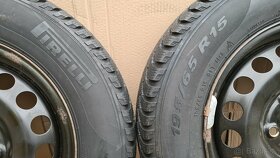 VW disky 5x112, ET 43, zimné Pirelli 195 / 65 R15 - 7