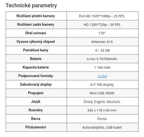 Obojstranná Full HD autokamera - Black Panther Dual mirror - 7