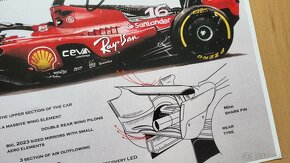 Technický výkres SF-23 Ferrari F1 autogram Leclerc a Sainz - 7