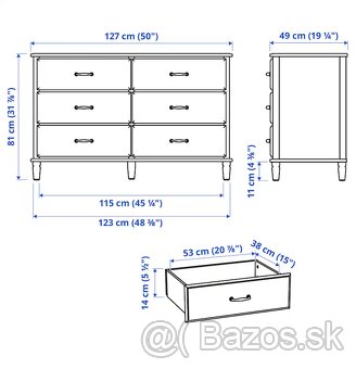 IKEA Tyssedal komoda masív Top stav - 7