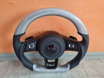 VOLANT VOLKSWAGEN R RLINE GTI - KOZA / BIELY KARBON - 7