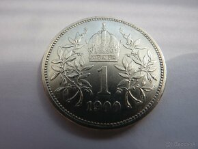 R-U Vzácnejšia 1 koruna 1900 bz vo veľmi peknom stave - 7