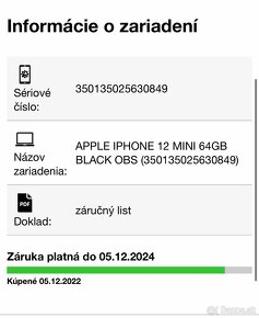 Predam vymenim Iphone 12 Mini 64GB v zaruke - 7