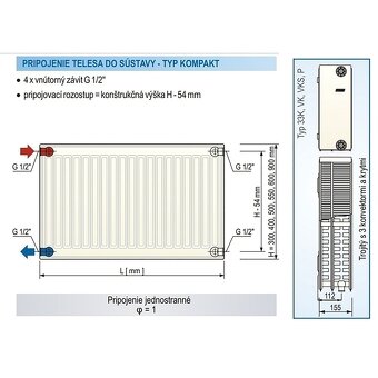 Radiátorový panel, radiátor Korad 33K 600 x 1000 mm - 7