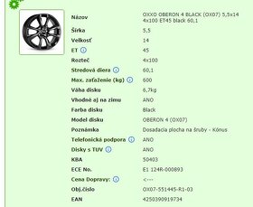 zimne pneu vrátane diskov, rozmer 175/65/R14 T - 7