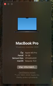 Macbook Pro 14, procesor M3 PRO, SSD 1TB, 18GB RAM, 3 cykle - 7