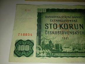 VZÁCNĚJŠÍ BANKOVKY 25 A 100 KČS, 1961, NEPERFOROVANÉ - 7