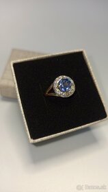 Predané- diamamantový zafírový  zlatý prsteñ - 7