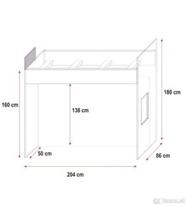 Poschodová posteľ so stolom a skriňou - 7