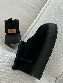 Ugg platform mini dámske čizmy čierné - 7