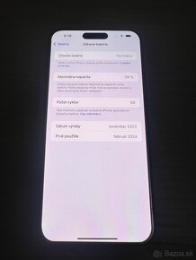 Predám iPhone 15 PRO MAX 256GB, TOP stav, ZÁRUKA, VOLNY - 7