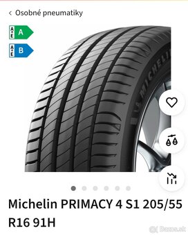 Predám Michelin Primacy 4 205/55 R16 91H - 7