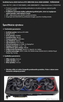 Nvidia RTX 4090 Asus ROG Strix OC 24GB, poškodená - 7